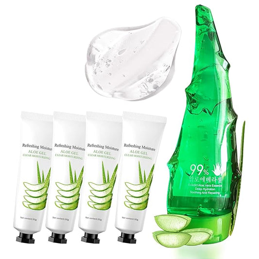 99% Purity Aloe Vera Gel - Hydrating Aloe Vera Gel for Face and Skin,No Sticky Moisturizing Aloe Gel(5 pcs) B