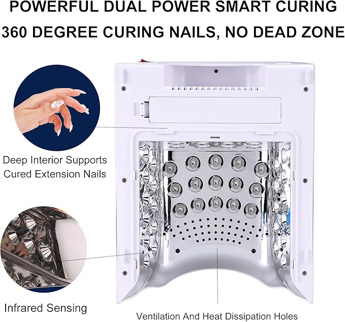 M - Crystal Cure 128W UV/LED Nail Lamp | Fast Curing with 45 Powerful LEDs | Cordless, Rechargeable, Auto Sensor |Gift Mom Professional Gel Nail Dryer for Manicures & Pedicures (Violet)