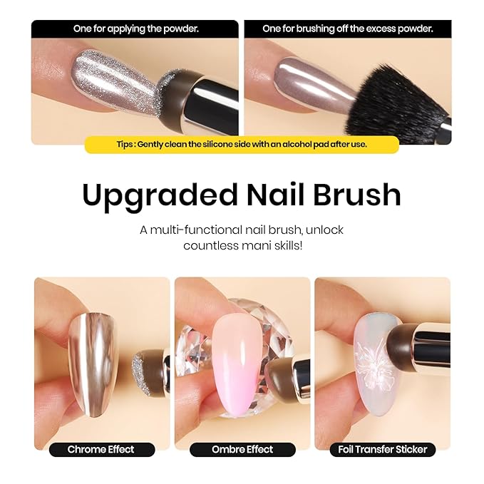 Beetles 6 Colors Chrome Nail Powder Aurora Pearl Kit with Base Top Coat Color Gel Polish-Iridescent Glazed Donut Chrome Nail Powder Metallic Mirror Effect Mermaid Glitter Kit for Nail Art Design