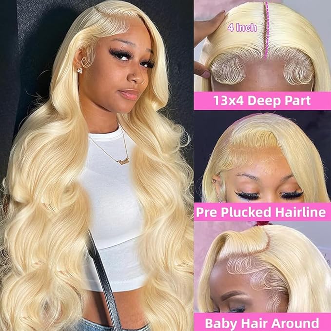 24 Inch Blonde Wig 613 Body Wave Lace Front Wig 13x4 HD Lace Frontal Pre Plucked With Baby Hair Glueless Wig For Women 200 Density