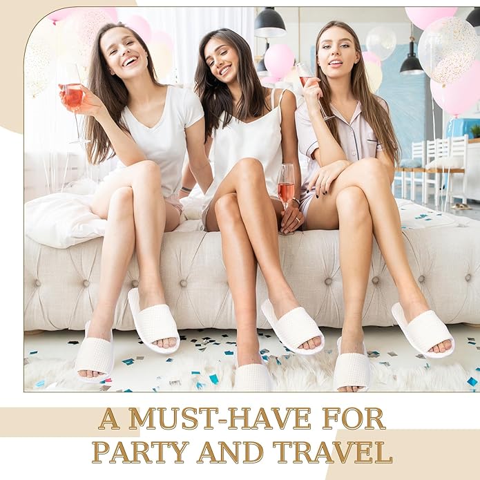 12 Pairs Disposable Slippers for Guests Open Toe Spa Slippers Bulk Disposable Sandals Soft Fleece for Man Women Spa Hotel Wedding Shoeless Home