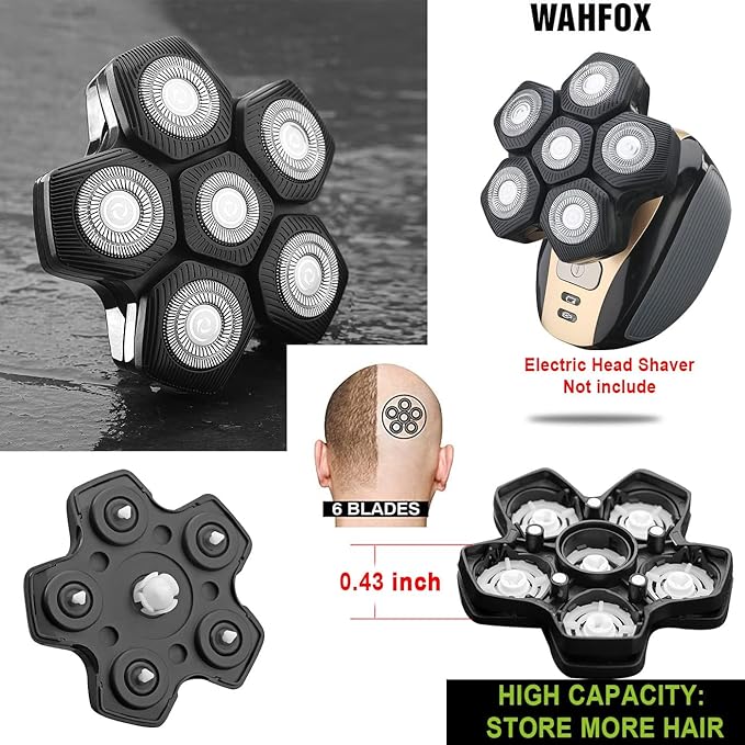 6 Blades Universal Magnetic Shaver Blades for Head Shaver and Other Brands Head Shaver