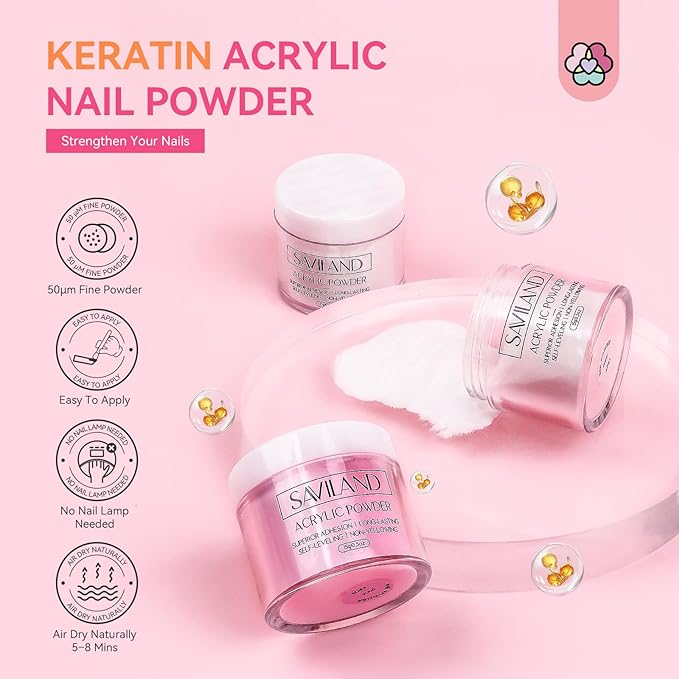 SAVILAND Acrylic Nail Kit with Drill: Professional Nail Kit Acrylic Set for Beginners with Everything Gel Polish U V Light Decorations for Home Salon Gift Set