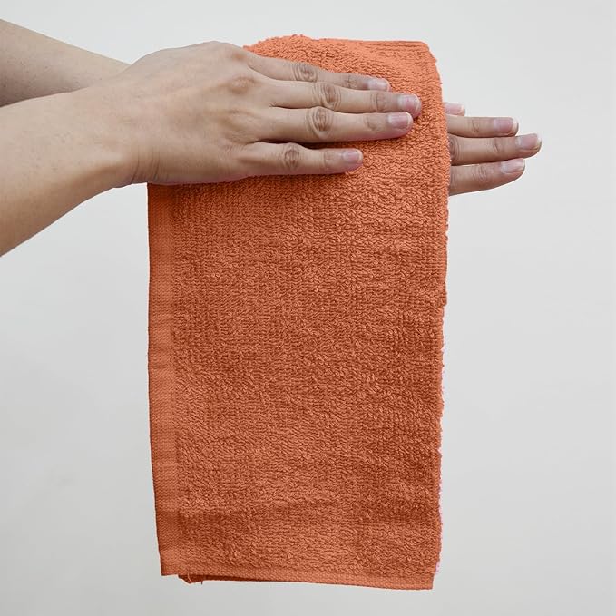 DAN RIVER 100% Cotton Washcloths 24 Pack Premium Quality Face and Body Cloth, Quick Dry Essential Towels for Bathroom, Hand, Kitchen & Cleaning, Baby Rugs | 12X12 in | 400 GSM | Orange