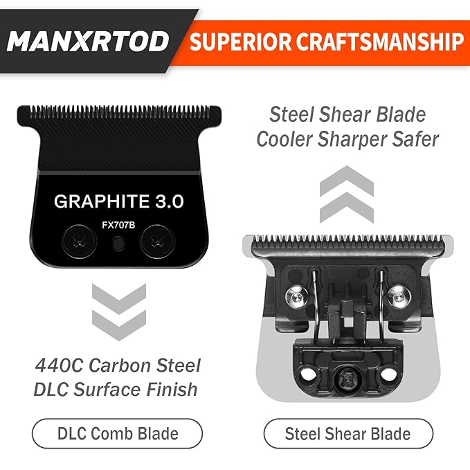GRAPHITE 3.0 Replacement Blade for All FX787 & FX726 Trimmers, Ultra Precise FX707B Replacement Blades Compatible with BaByli*s* Trimmer Blades, Black
