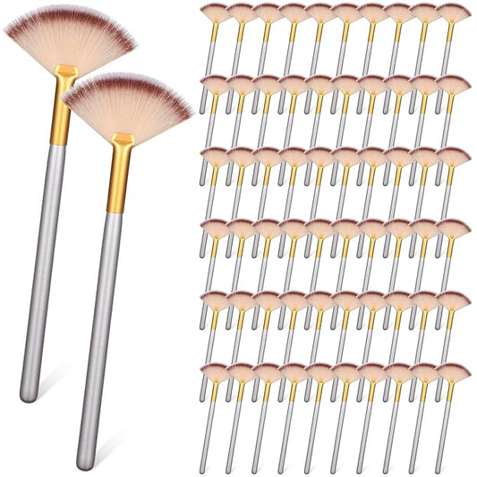 60 Pcs Fan Facial Brushes Fan Mask Soft Facial Applicator Brushes Acid Brush Cosmetic Makeup Blush Applicator Tools for Esthetician Eyeshadow Peel Mud Cream(Champagne, Black)