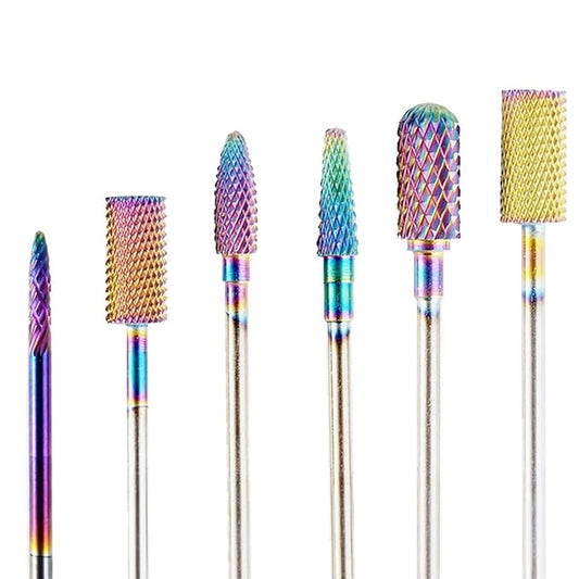 Tungsten Carbide Nail Drill Bits Set 7Pcs, Durable Less Dust, 3/32 inch for Acrylic Gel Nails Cuticle Manicure, Professional Acrylic Nail File Drill Bit