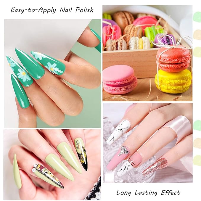 Bluedee Gel Nail Polish-Gel Nail Polish Kit,UV Soak-off Nail Gel Home DIY Manicure,6Pcs/Set Summer Series Mint-Green Light-Purple Baby-Blue Light-Pink,Gel Nail Kit for Starter