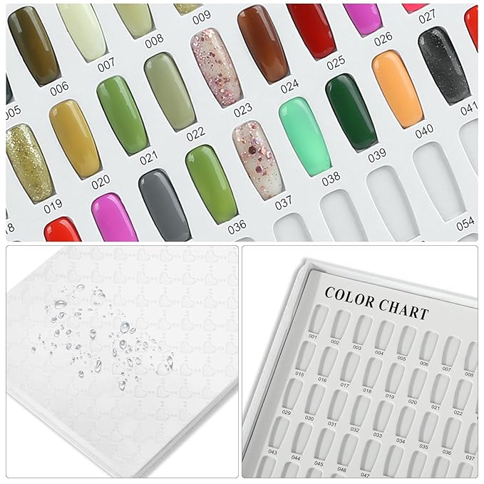 308 Colors Nail Swatches Book with 360 Nail Tips Professional Nail Color Chart Card Display Gel Polish Book Nail Painting Practice Design Board No Need Pasting, No Need Glue for Nail Salons