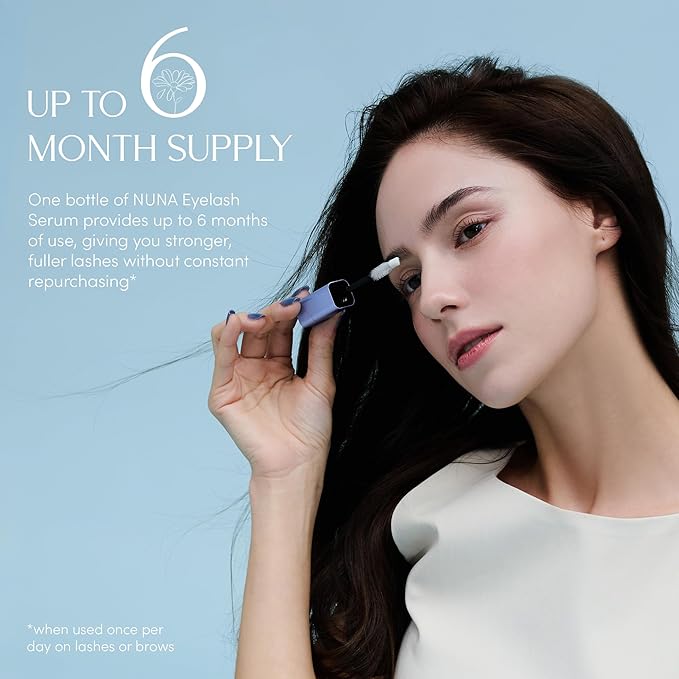 Eyelash Growth Support Serum 6ml – Eye Lash and Eyebrow Enhancing Serum for Women & Men with Biotin - Korean Multi Peptide & Natural Extracts – Promotes Fuller and Longer Lashes - 6 Month Supply