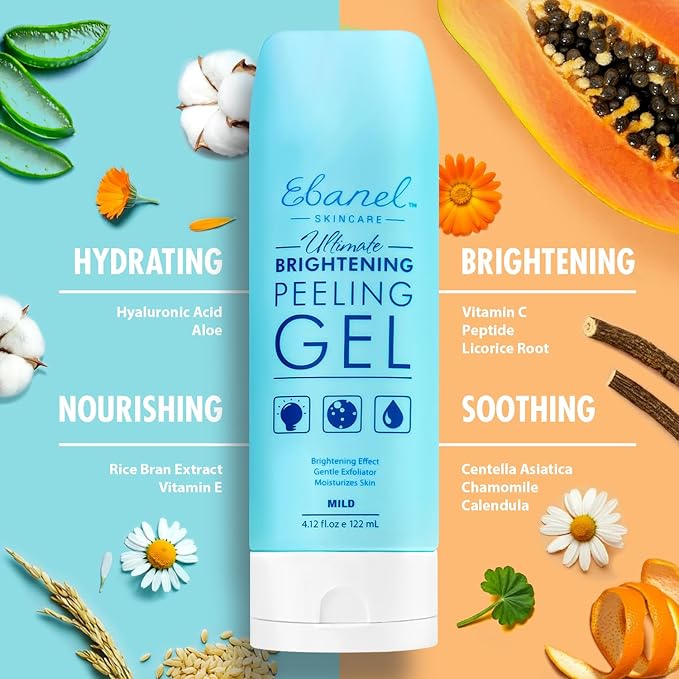 Ebanel Bundle of Gentle Exfoliating Face Scrub Peeling Gel 4.12 Oz, and 15 Pack Collagen Face Mask