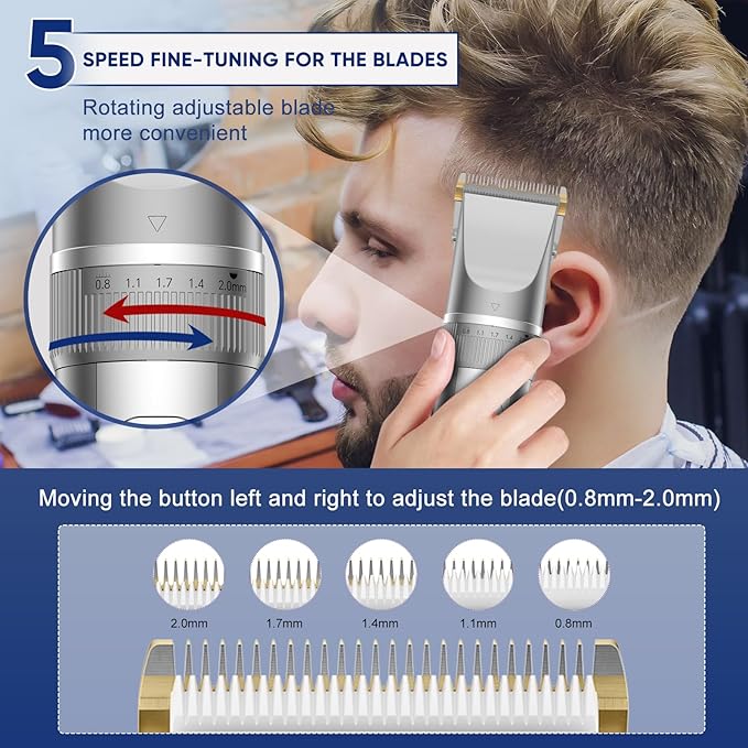 Rechargeable Hair Clippers for Men, Cordless Hair Trimmers for Men, Electric Hair Clippers - Clippers and Trimmers Set for Convenient at Home Haircutting