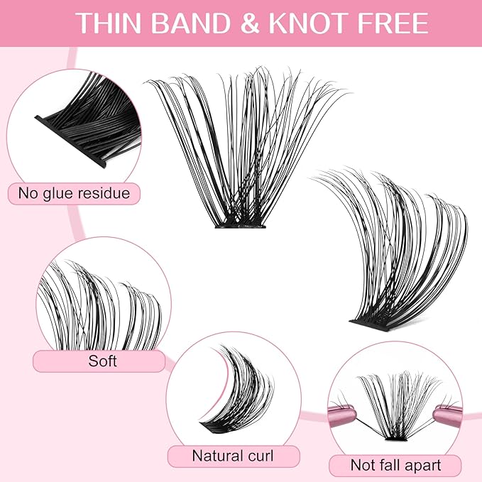 Individual Lashes 60D Mixed 0.05 Lash Clusters 14 Rows that Look Like Eyelash Extensions DIY Lash Extension Self Application At Home (60D-D-9-16mix)