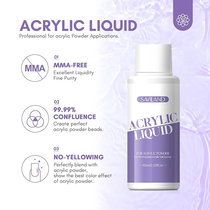 SAVILAND Acrylic Nail Kit with Drill: Professional Clear Pink White Acrylic Powder and Liquid Set with Nail Drill Nail Brush for beginner Acrylic Application for Home Salon DIY Nail Extension