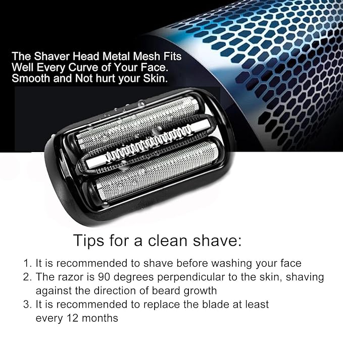 53B Series 5 Replacement Shaver Head Compatible with Braun S5 Replacement Head,53B Blades for Braun Series 5/Series 6 Electric Razor for Braun S6 Replacement Foil and Cutter for 6020s,5020s,5018s