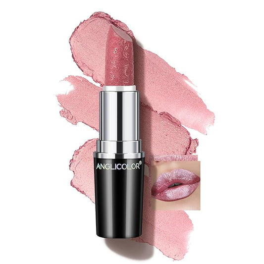 Glitter Pink Lipstick,High Impact Lipcolor,Lightweight Hydrating Formula Smooth and Non-Sticky,Metallic Lipstick For Women,Full-Coverage Lip Color (11 HIP & HIPPIE, 4g)