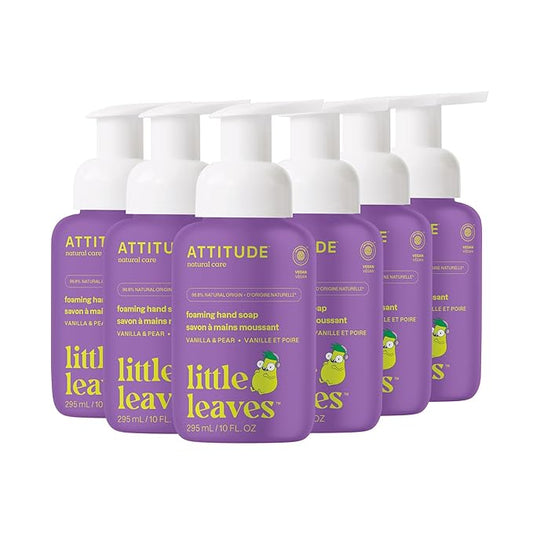 ATTITUDE Foaming Hand Soap for Kids, EWG Verified, Dermatologically Tested, Plant- and Mineral-Based Ingredients, Vegan, Vanilla & Pear, 10 Fl Oz (Pack of 6)