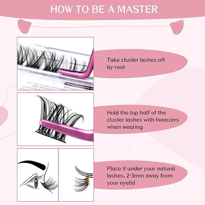 Cluster Lashes,72 Pcs Individual Lashes, Lash Clusters DIY Eyelash Extension, Super Thin Band Reusable Soft & Comfortable (Pearl-D-10mm)