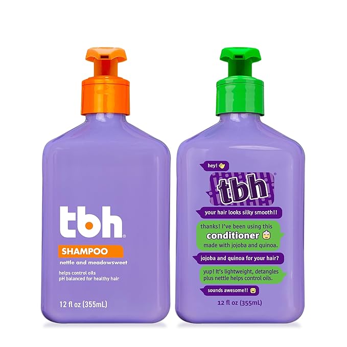 TBH Teen and Kids Shampoo and Conditioner Set - Shampoo and Conditioner for Oily Hair - Sulfate, Paraben Free - 12 oz (2 Pack)