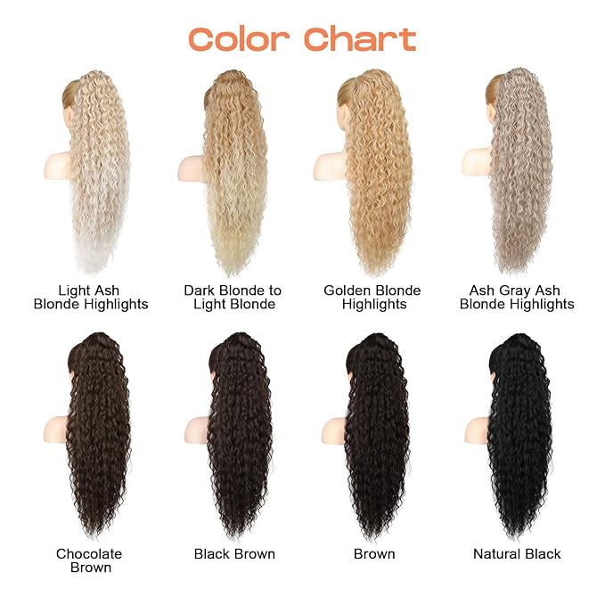 SEIKEA Ponytail Extension, 36" Long Lightweight Full Natural Curly Drawstring Ponytail Black Brown Fake Pony Tail Multi Layered Soft Clip in Hair Extensions Ponytail Synthetic Hairpiece for Women