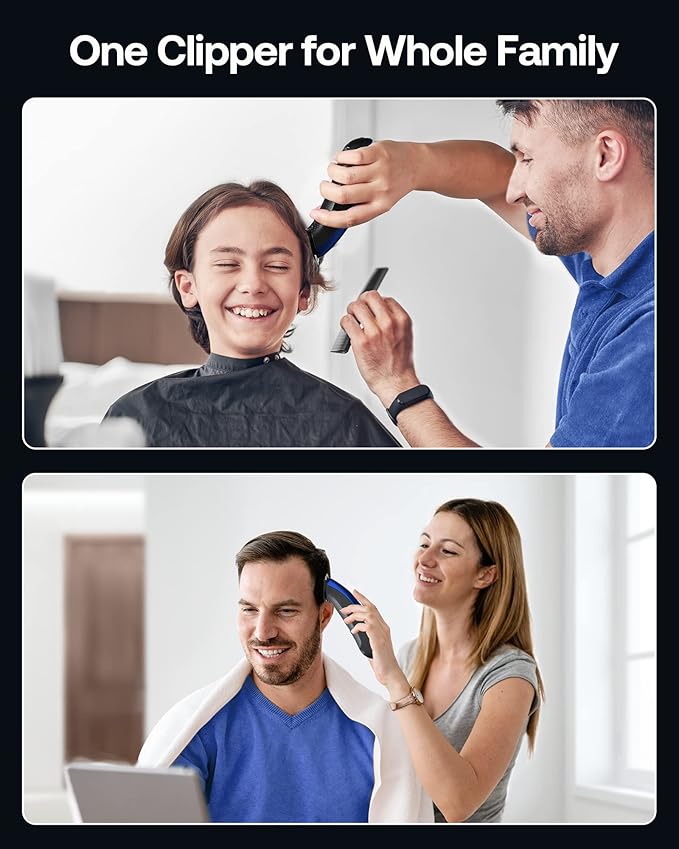 GLAKER Clippers for Hair Cutting - Cordless 2 in 1 Versatile Hair Trimmer with 10 Guards, Extra Detachable Blade & Turbo Motor, Professional Barber Kit for Barbershop, Ideal Gift for Men