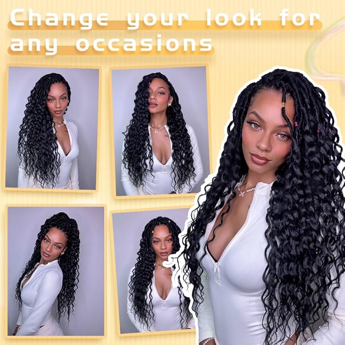 14 Inch 8 Packs Blonde Crochet Hair for Women Discover Beautiful Goddess Locs Crochet Hair Faux Locs with Curly Ends Trendy Crochet Locs for Every Occasion