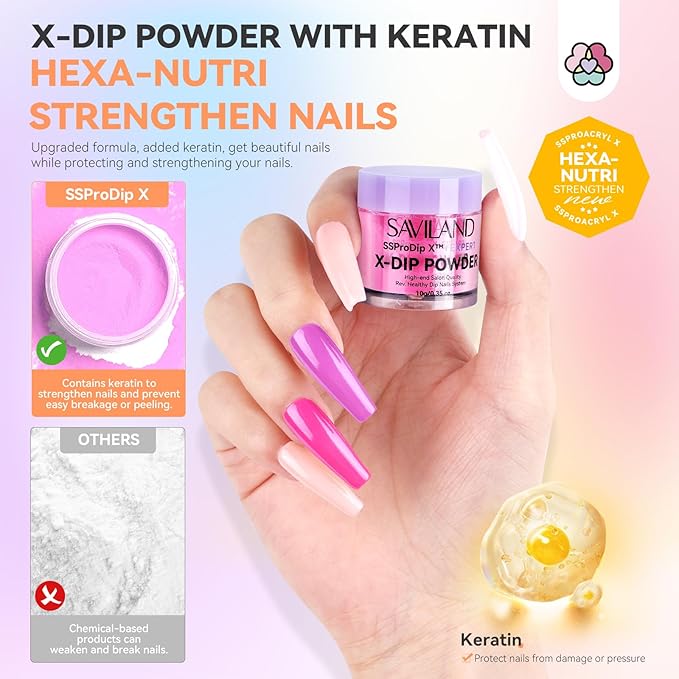 SAVILAND 103 Pcs Dip Powder Nail Kit with Nail Drill: 30 Colors Pink Glitter Red Blue Purple Dip Nails Powder Starter Kit Dip Nail Liquid Set Dip Base & Top Activator Brush Saver Manicure