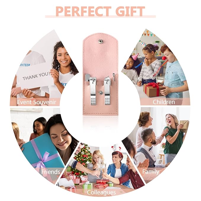 Lasnten 24 Set Manicure Set Bulk Nail Clippers Grooming Nail Kit Stainless Steel Professional Pedicure Kit Pedicure Tools with Travel Case Gifts for Men Women Personal(4 in 1,Pink)