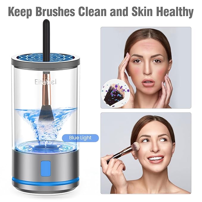 Electric Makeup Brush Cleaner Machine - Ultra Fast Rechargable Make Up Brush Washer and Dryer - Automatic Cosmetic Brush Cleanser Tool Clean for Beauty Women, Girls Gift
