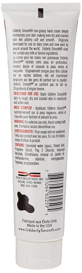 Udderly Smooth Hand Cream, Original Formula for Rough Dry Skin, Fast-Absorbing 24-Hour Moisturization, 4 oz (Pack of 5)