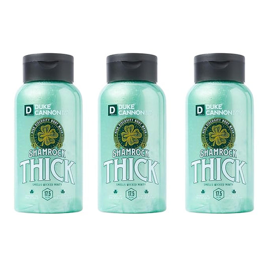 Duke Cannon Shamrock THICK Wicked Minty Body Wash – Extra-Thick, Hydrating Men's Body Wash with Refreshing Mint Scent, 17.5 oz (Pack of 3)