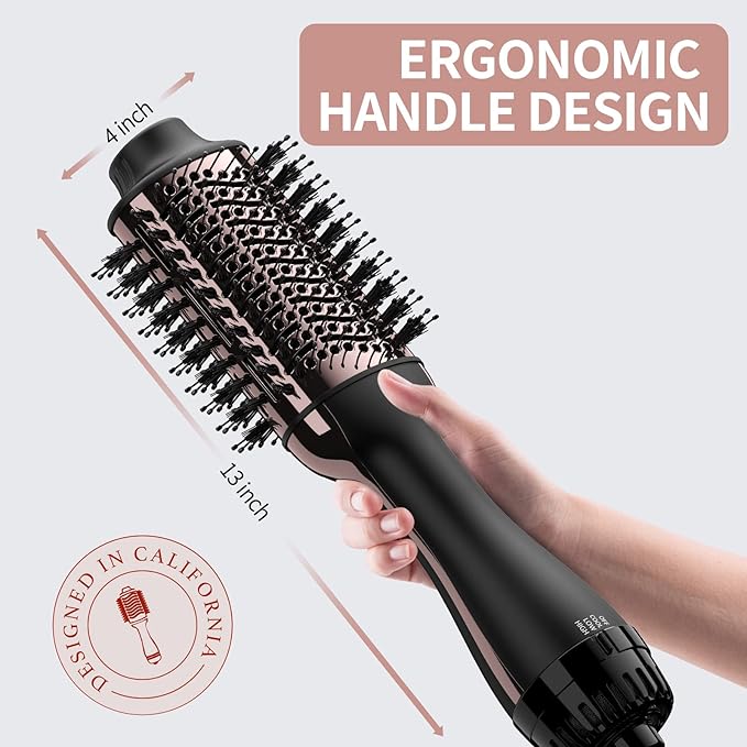 Hair Dryer Brush Blow Dryer Brush in One, Upgraded 4 in 1 Hair Dryer and Styler Volumizer with Negative Ion Anti-frizz Ceramic Titanium Barrel Hot Air Brush Hair Straightener Brush