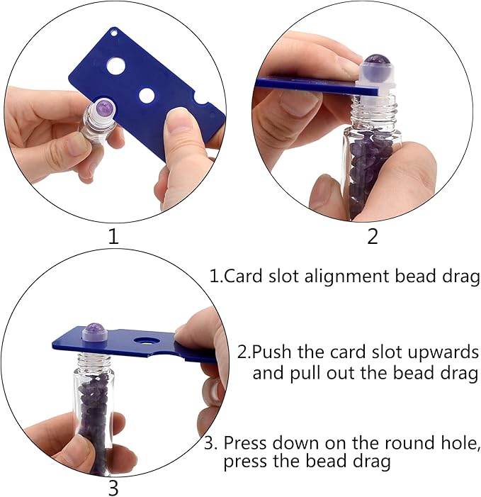 Essential Oil Roller Bottle 10ml w EVA Carrying Travel Case（Clear Glass Bottle with silver Cap、10pack、Gemstone Roller Balls、Healing Crystal Chips Inside、Opener)Gemstone Roller Ball Bottles