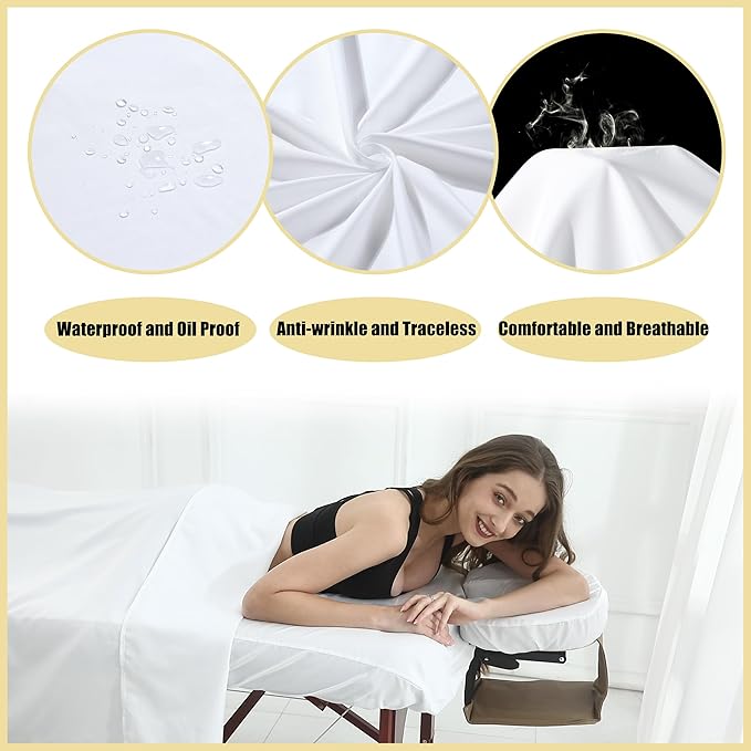 4 Sets Microfiber Massage Table Sheet Sets 3 Pcs Massage Bed Cover Soft Wrinkle Free Includes Massage Fitted Sheet,Massage Sheets and Face Cradle Cover for SPA Beauty Salon Tattoos (White)