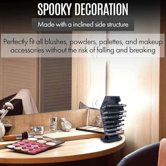 Coffin Eyeshadow Palette Organizer - Spooky Halloween Decor for Bathroom and Bedroom - Gothic Wooden Coffin Makeup Organizer for Vanity for Oddities - Witchy Gifts for Women