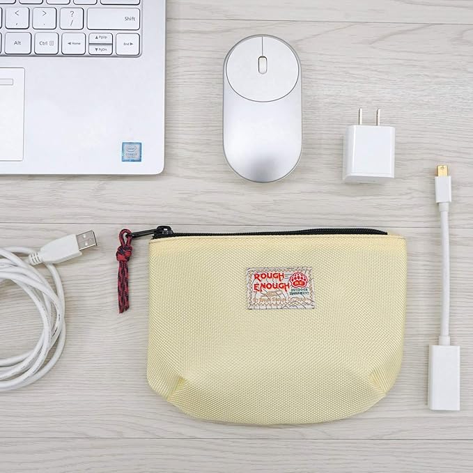 Rough Enough Small Tech Organizer Travel Case for Electronics & Cords - Cable Storage Bag Off White