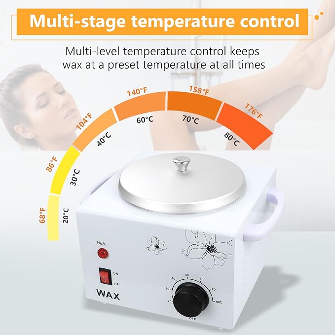 Professional Electric 1.5lb Wax Pot for Hair Removal,Single wax wammer with adjustable temperature Settings of 0-80°C,Wax Heater Machine for Body,Equipment for Precision Waxing