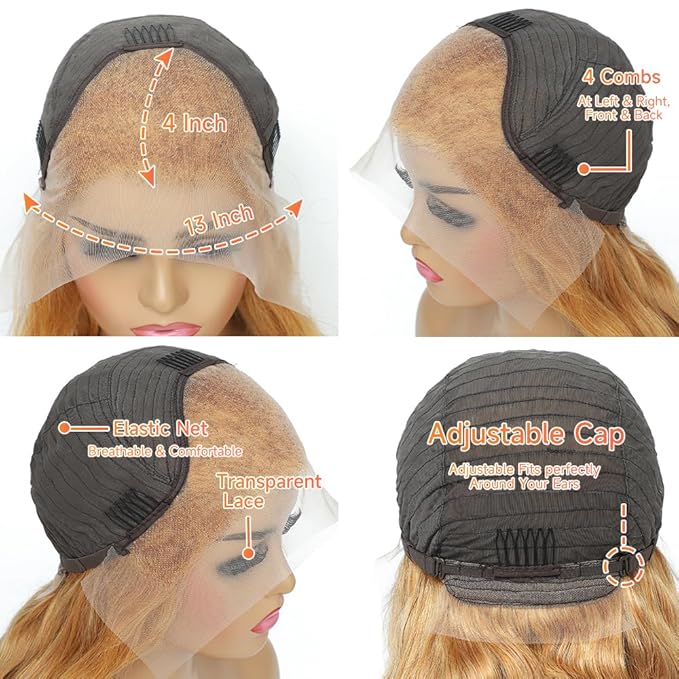 26 Inch Honey Blonde HD Lace Front Wig Human Hair Pre Plucked Blonde Lace Front Wigs Human Hair With Baby Hair 200% Density Honey Blonde Wig Human Hair 13x4 Body Wave Lace Frontal Wigs