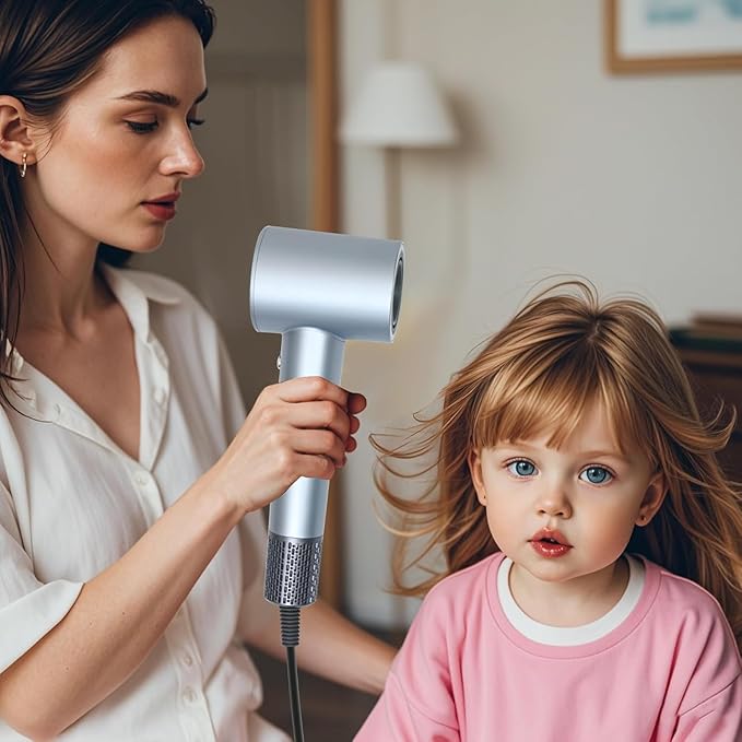 Hair Dryer, High-Speed Ionic Low Noise Blow Dryer with Brushless Motor for Fast Drying, Thermo-Control Quiet Compact Hair Blow Dryer, Hairdryer with 1 Nozzle Attachments for Home Salon Travel