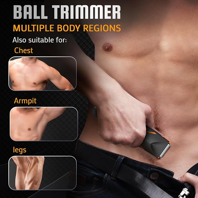 Electric Body Hair Trimmer for Men - Cordless Mens Ball Shaver, Waterproof Men's Groin Groomer, Replaceable Ceramic Blade Pubic Grooming, Rechargeable Balls Razor for Shower,Safe Shaving Bodygroom