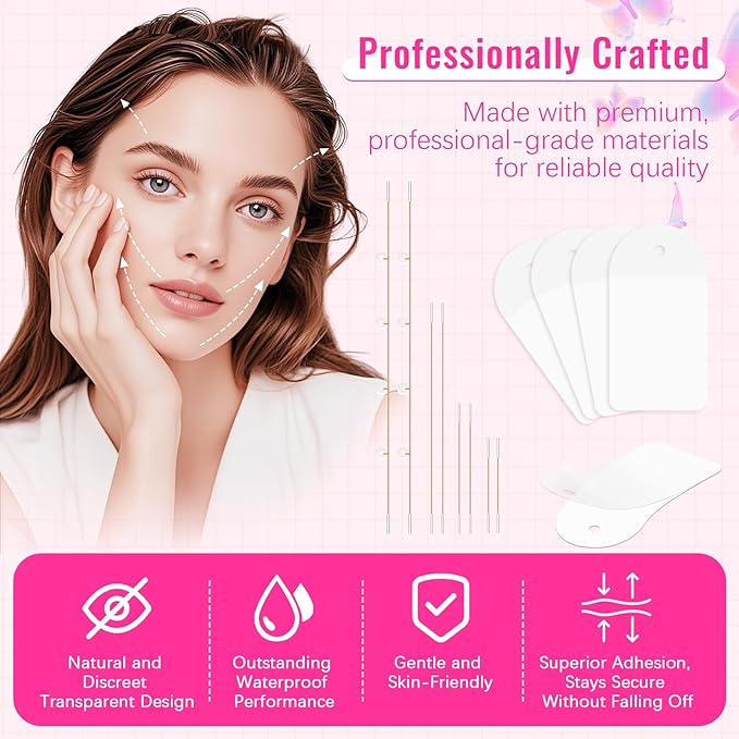 Face Lift Tape Invisible with String – 120 PCS Neck Tape Lifting Invisible for Instant Lifting Eye Brow Wrinkles, Ultra-Thin Facial Lifter, Facelift Stickers for Special Events & Makeup-Friendly Use