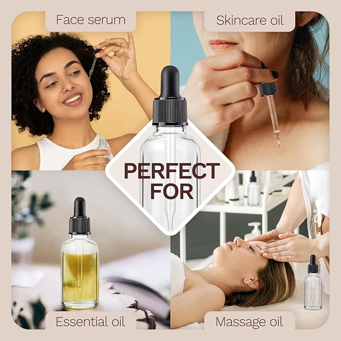 14 Pack, 1 oz Tincture Bottles with Dropper, Clear Glass Dropper Bottle with Stainless Steel Funnel, Pipettes & Labels, 30 ml Eye Dropper Bottles leakrproof For Essential Oils Serums Hair Body Oils