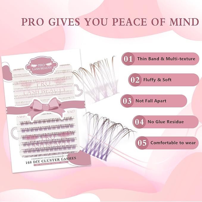 168 Pcs Colored Lash Clusters 2 Colors Mixed Cluster Lashes Dramatic Cosplay Lashes for DIY Individual Lash Extensions at Home Thin Band and Soft (Light Purple+Dark Purple, D-10-16mix)