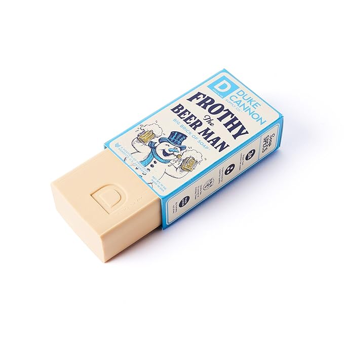 Duke Cannon Supply Co. Big Brick of Soap Bar for Men Holiday Edition | Frothy the Beer Man (Woodsy Sandalwood Scent) | Extra Large, Long-Lasting | Paraben & Cruelty-Free | Made in USA | 10 oz (1 Pack)