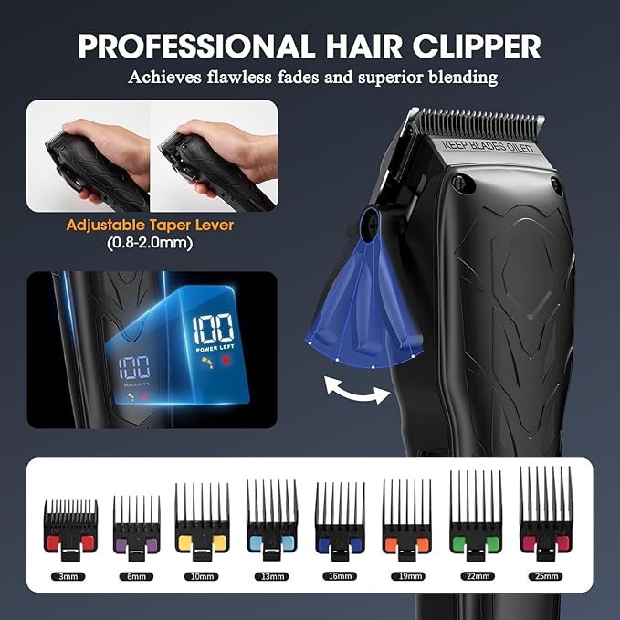 Suttik Professional Hair Clippers for Men, Barber Clippers and Trimmers Set, Foil Shavers for Men, 3 in 1 Cordless Hair Clippers Set Hair Cutting Kit Barber kit with LED Display