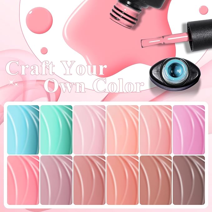 MEET ACROSS Builder Gel Base_Coat for Nails, Macaron Rubber Base Gel Nail Polish 18 Colors Pink Blue Green Nude Rubber Base Gel for Nails All Seasons Nail Design Gifts