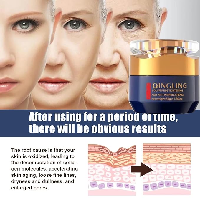 Qingling Crema Para Arrugas, Qingling Face Cream, Qingling Wrinkle Removal Cream, Polypeptide Tightening and Anti Wrinkle Cream, Anti Aging Moisturizer for Firming Face (2pcs)