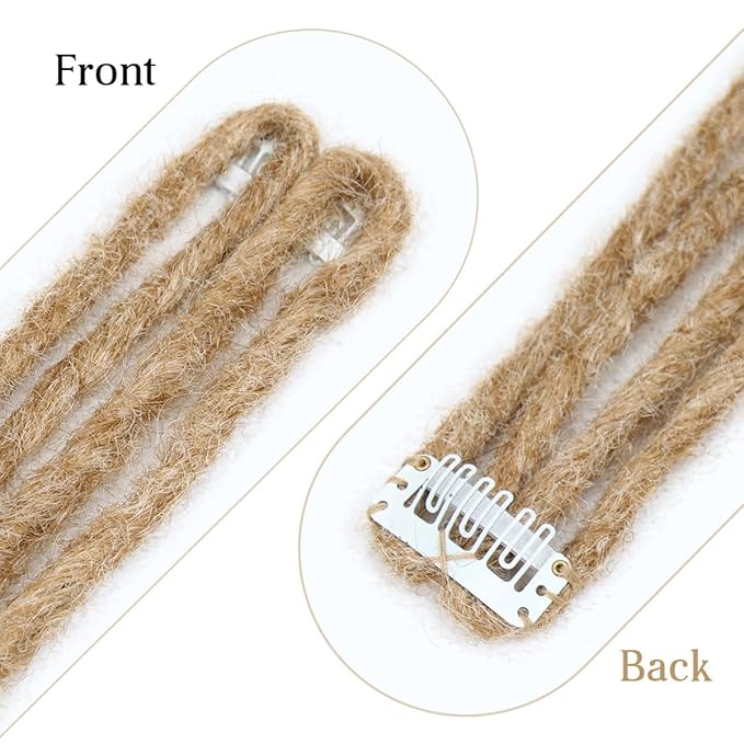 5 PCS Clip In Dreadlock Extensions, 24 inch 20 Strands Ombre Brown Synthetic Clip In Dreads Extensions for Woman