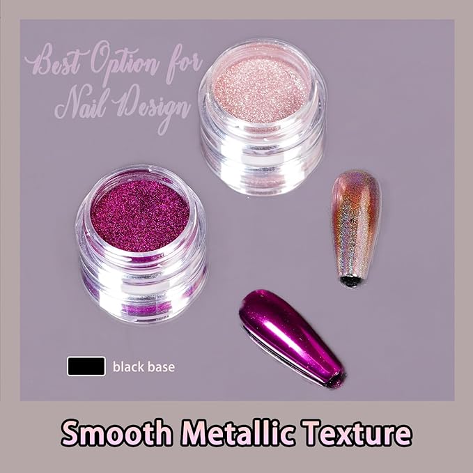 6 Colors Set 0.5g/Jar Holographic Chrome Nail Powder Metallic Mirror Effect Pigment Dust for Gel Nail Art Manicure Decoration (TA 6 Pcs Set-01)