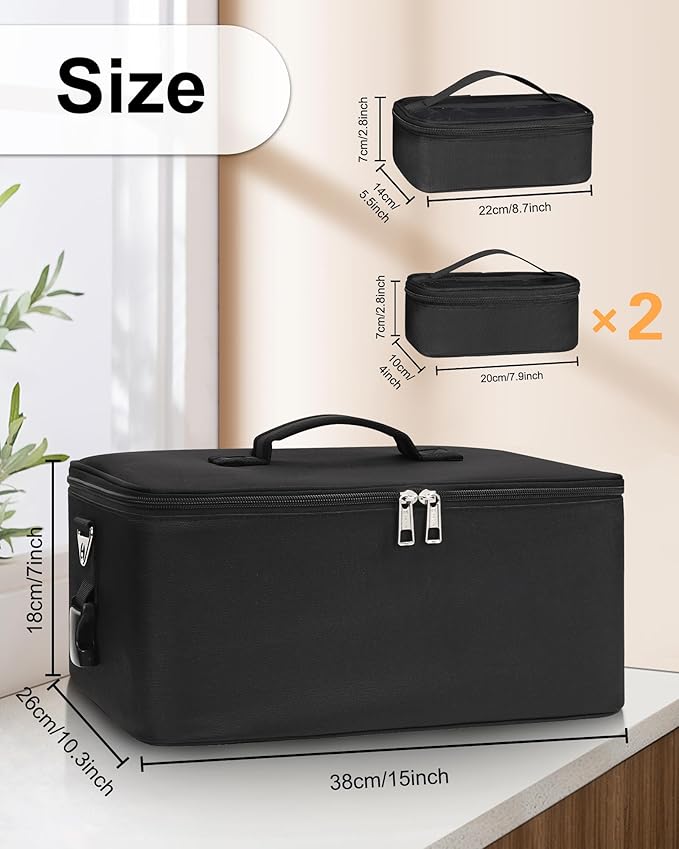 Relavel Makeup Bag Large Makeup Case Professional Cosmetic Storage Organizer Box Brush Holder with 3 Clear Set Bags & Lipstick Plate for Makeup Artists with Shoulder Strap & Adjustable Dividers